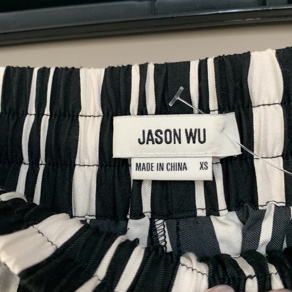 JASON WU STRIPED BLACK WHITE CROPPED PANT XS - Picture 4 of 6